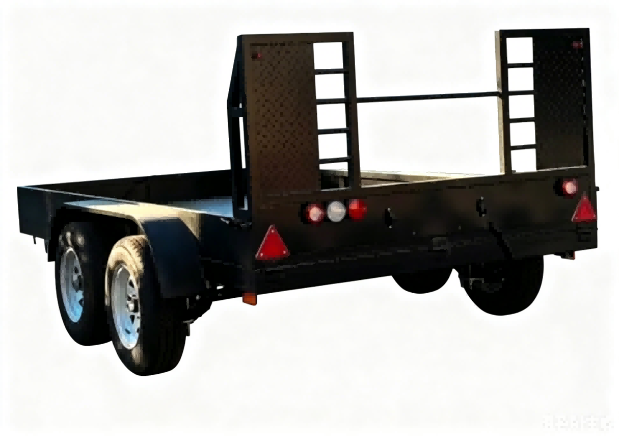 Trailer Flatbed Gandar Ganda 3 Ton dengan Ramp